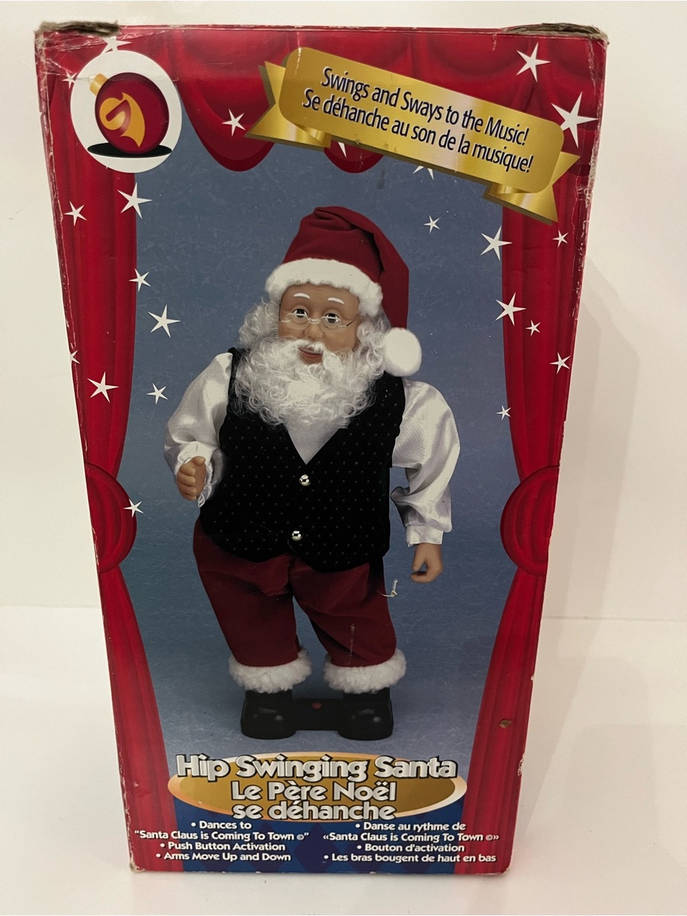 Vintage 1998 Gemmy Hip Swinging Santa Animated Musical Christmas Figure in Box